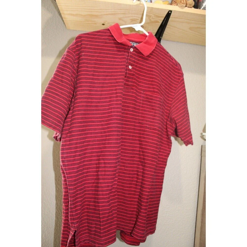 Polo Sport Ralph Lauren Vintage Red Blue Striped Polo Shirt Men's Large